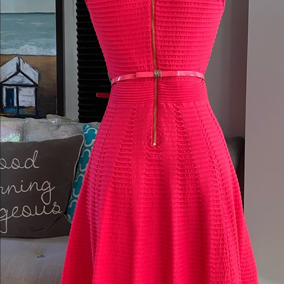 πππ TED BAKER LONDON FIT & FLARE BRIGHT PINK DRESS SIZE 3 TB. SIZE 6/8 πππ - Picture 7 of 11
